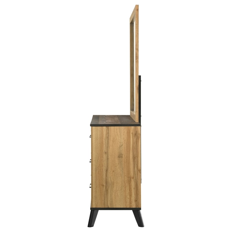 Pemberly Row 6-drawer Wood Grain Dresser and Mirror in Natural Pine