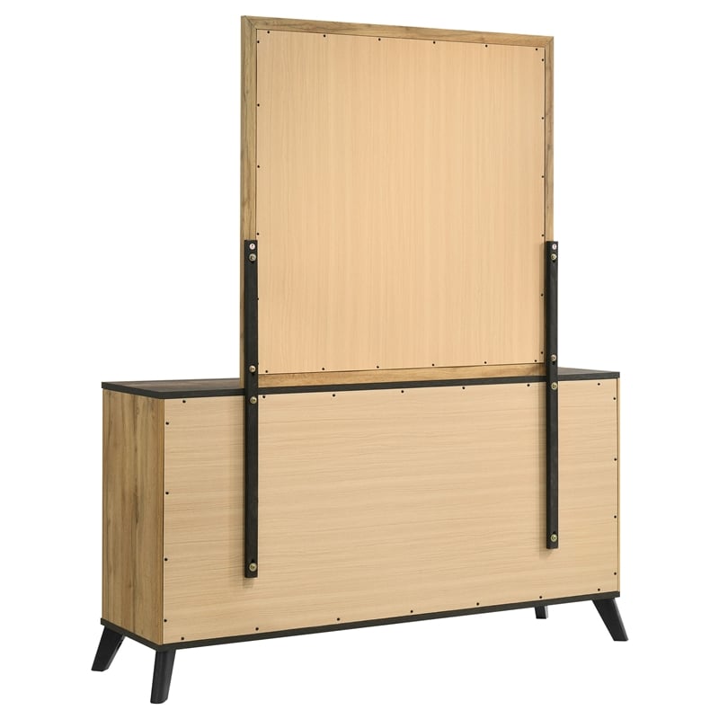 Pemberly Row 6-drawer Wood Grain Dresser and Mirror in Natural Pine