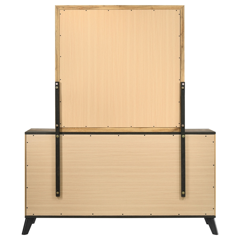 Pemberly Row 6-drawer Wood Grain Dresser and Mirror in Natural Pine