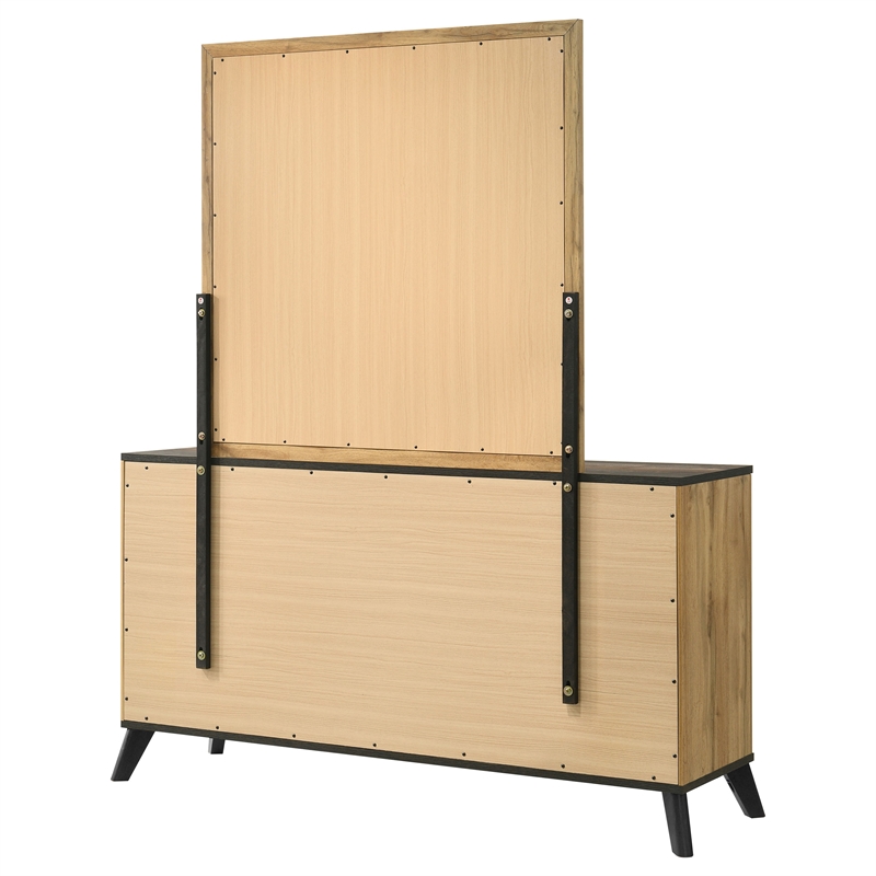Pemberly Row 6-drawer Wood Grain Dresser and Mirror in Natural Pine