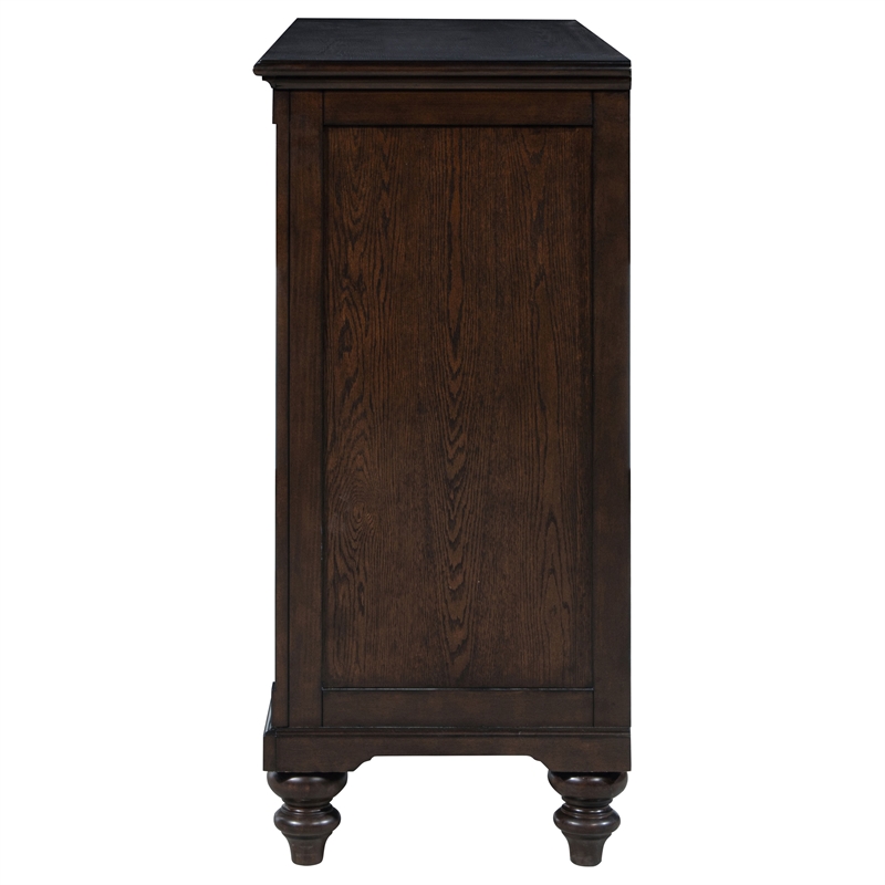 Pemberly Row 8-drawer Dresser Cabinet with Gunmetal Hardware in Dark Oak