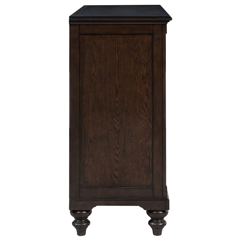 Pemberly Row 8-drawer Dresser Cabinet with Gunmetal Hardware in Dark Oak