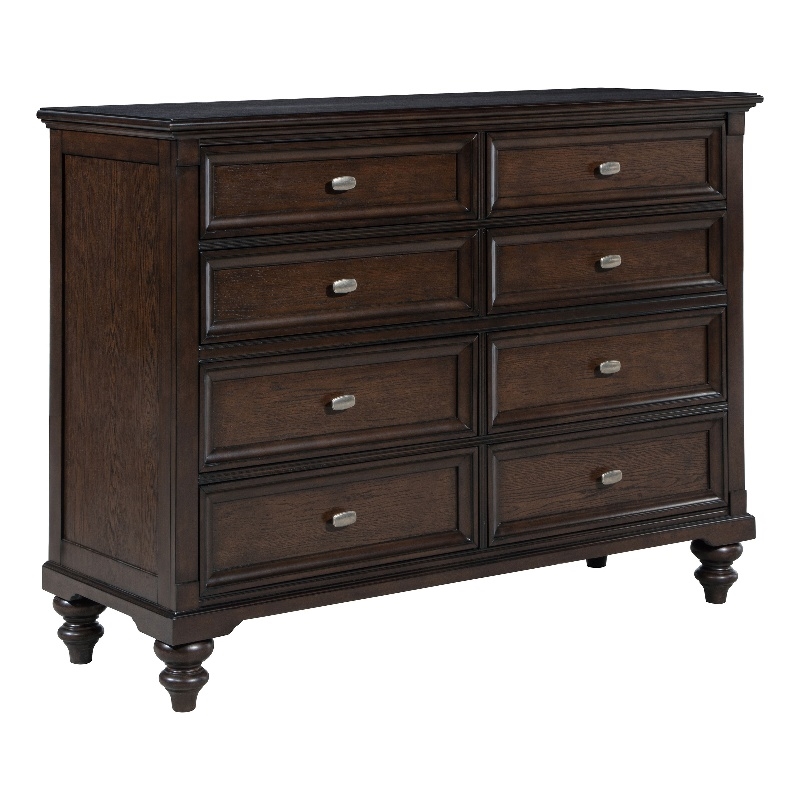 Pemberly Row 8-drawer Dresser Cabinet with Gunmetal Hardware in Dark Oak