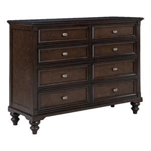 Pemberly Row 8-drawer Dresser Cabinet with Gunmetal Hardware in Dark Oak