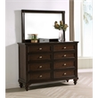 Pemberly Row 8-drawer Oak Veneer Dresser and Mirror Set in Dark Oak