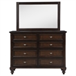 Pemberly Row 8-drawer Oak Veneer Dresser and Mirror Set in Dark Oak