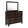 Pemberly Row 8-drawer Oak Veneer Dresser and Mirror Set in Dark Oak