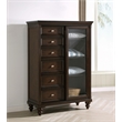 Pemberly Row 6-drawer 4-Tier Tempered Glass Door Chest in Dark Oak