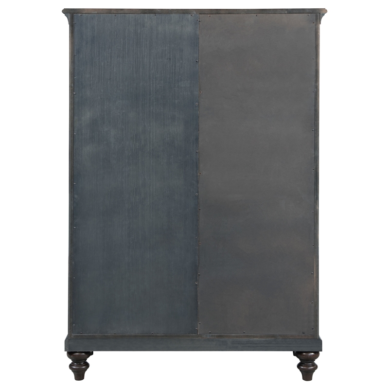 Pemberly Row 6-drawer 4-Tier Tempered Glass Door Chest in Dark Oak