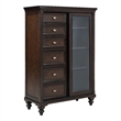 Pemberly Row 6-drawer 4-Tier Tempered Glass Door Chest in Dark Oak