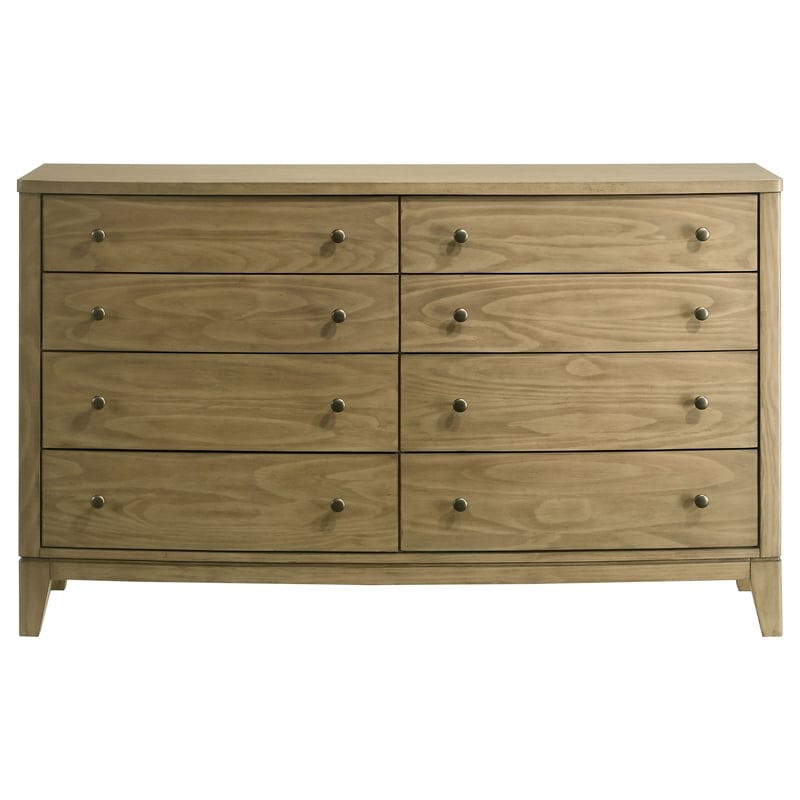 Pemberly Row 8-drawer Solid Pine Dresser Cabinet in Natural Pine