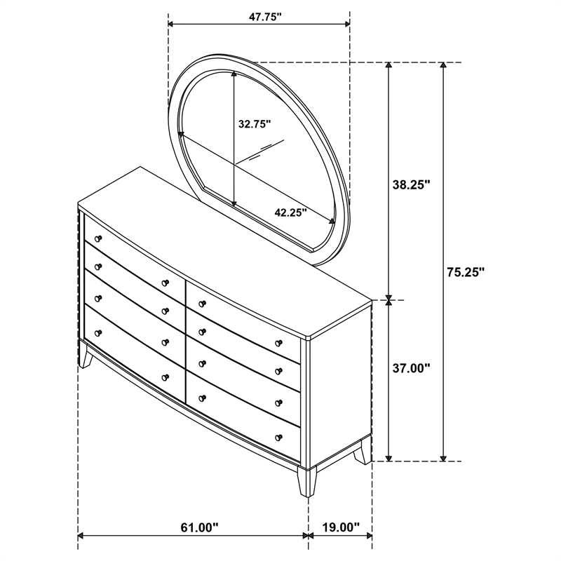Pemberly Row 8-drawer Dresser and Round Mirror Set in Natural Pine