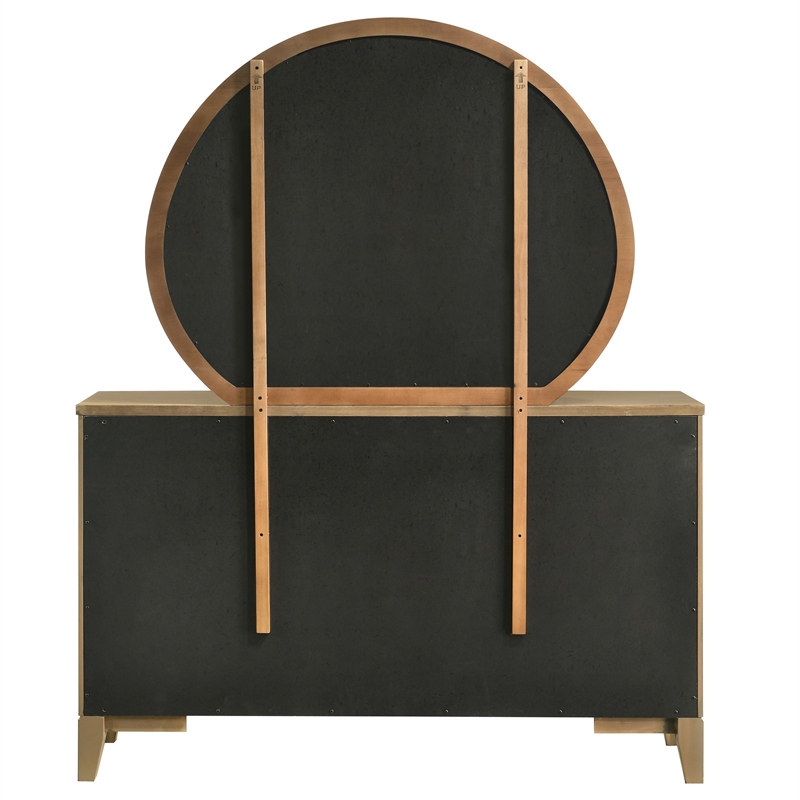 Pemberly Row 8-drawer Dresser and Round Mirror Set in Natural Pine