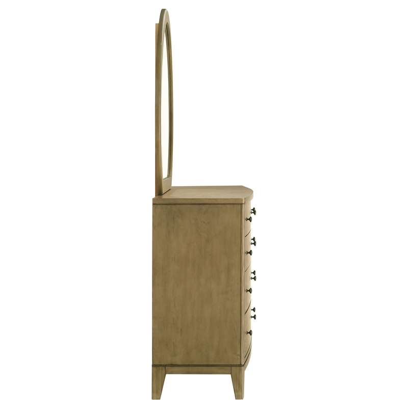 Pemberly Row 8-drawer Dresser and Round Mirror Set in Natural Pine