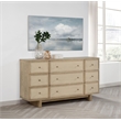 Pemberly Row 9-drawer Oak Veneer Dresser Cabinet in Beige Oak