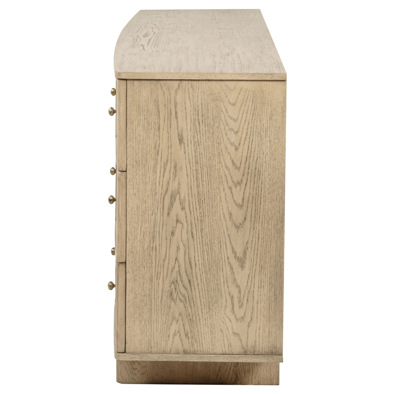 Pemberly Row 9-drawer Oak Veneer Dresser Cabinet in Beige Oak