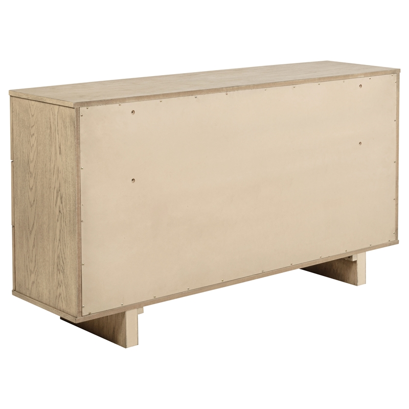 Pemberly Row 9-drawer Oak Veneer Dresser Cabinet in Beige Oak