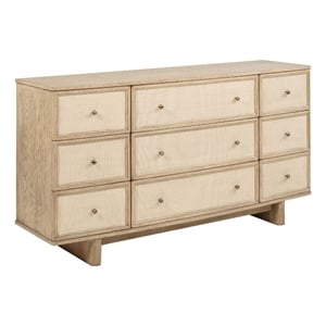 Pemberly Row 9-drawer Oak Veneer Dresser Cabinet in Beige Oak