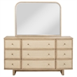 Pemberly Row 9-drawer Oak Veneer Dresser and Mirror Set in Beige Oak