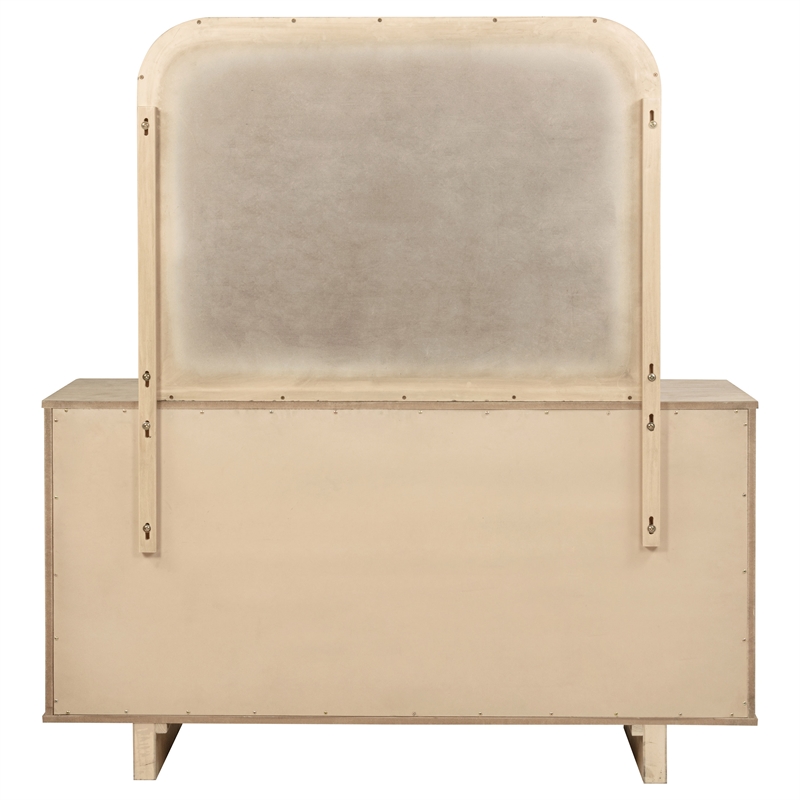 Pemberly Row 9-drawer Oak Veneer Dresser and Mirror Set in Beige Oak