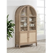Pemberly Row 4-Door Cane Dining Vitrine Display Cabinet in Beige Oak