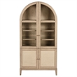 Pemberly Row 4-Door Cane Dining Vitrine Display Cabinet in Beige Oak