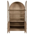 Pemberly Row 4-Door Cane Dining Vitrine Display Cabinet in Beige Oak