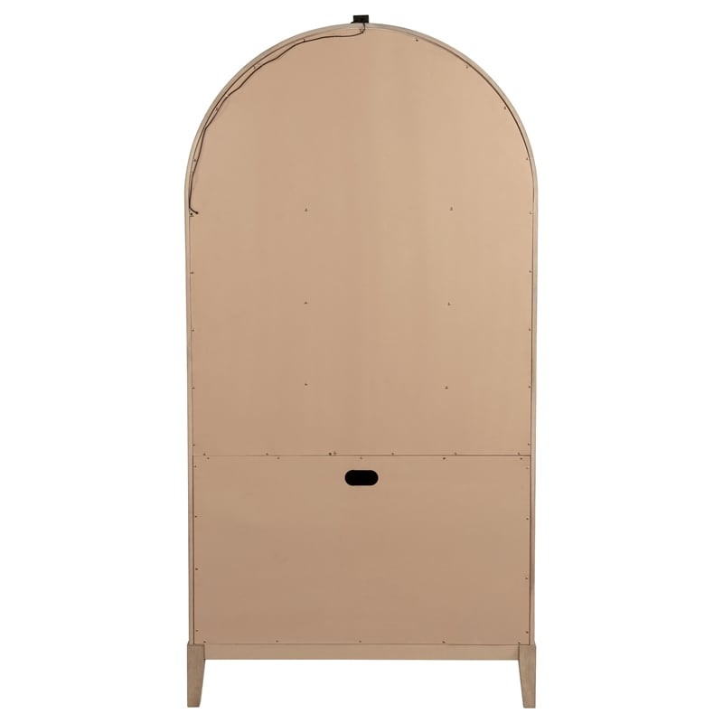Pemberly Row 4-Door Cane Dining Vitrine Display Cabinet in Beige Oak