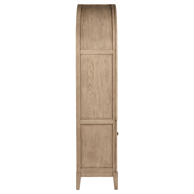 Pemberly Row 4-Door Cane Dining Vitrine Display Cabinet in Beige Oak