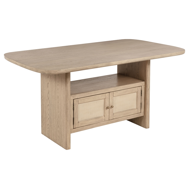 Pemberly Row 7-piece Wood Counter Height Dining Set in Beige Oak