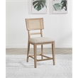 Pemberly Row Rattan Cane Counter Side Chair Set of 2 in Beige Oak