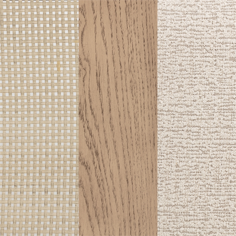 Pemberly Row Rattan Cane Counter Side Chair Set of 2 in Beige Oak