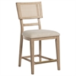 Pemberly Row Rattan Cane Counter Side Chair Set of 2 in Beige Oak