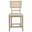 Pemberly Row Rattan Cane Counter Side Chair Set of 2 in Beige Oak