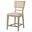 Pemberly Row Rattan Cane Counter Side Chair Set of 2 in Beige Oak