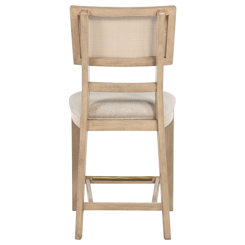 Pemberly Row Rattan Cane Counter Side Chair Set of 2 in Beige Oak