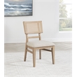 Pemberly Row Rattan Cane Wood Dining Side Chair Set of 2 in Beige Oak