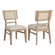 Pemberly Row Rattan Cane Wood Dining Side Chair Set of 2 in Beige Oak