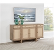 Pemberly Row 4-Door Cane Sideboard Buffet Cabinet in Beige Oak
