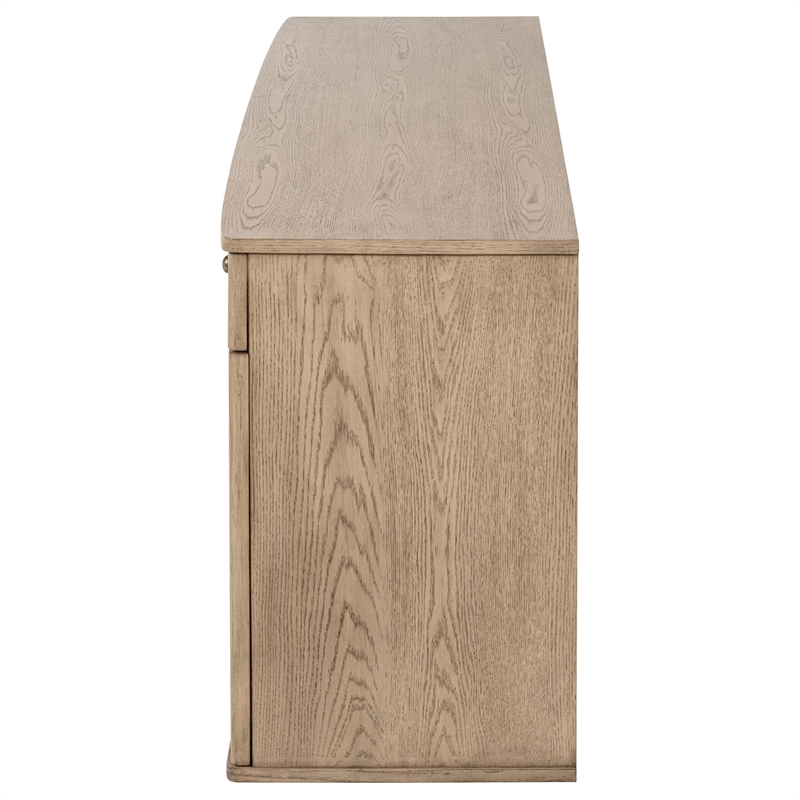 Pemberly Row 4-Door Cane Sideboard Buffet Cabinet in Beige Oak