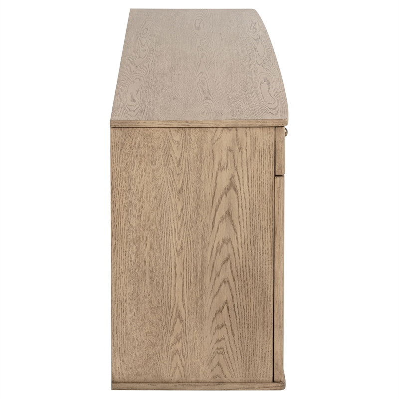 Pemberly Row 4-Door Cane Sideboard Buffet Cabinet in Beige Oak