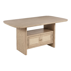 Pemberly Row Cane Counter Height Storage Dining Table in Beige Oak