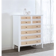 Pemberly Row 8-Drawer Wood and Rattan Chest of Drawers in White