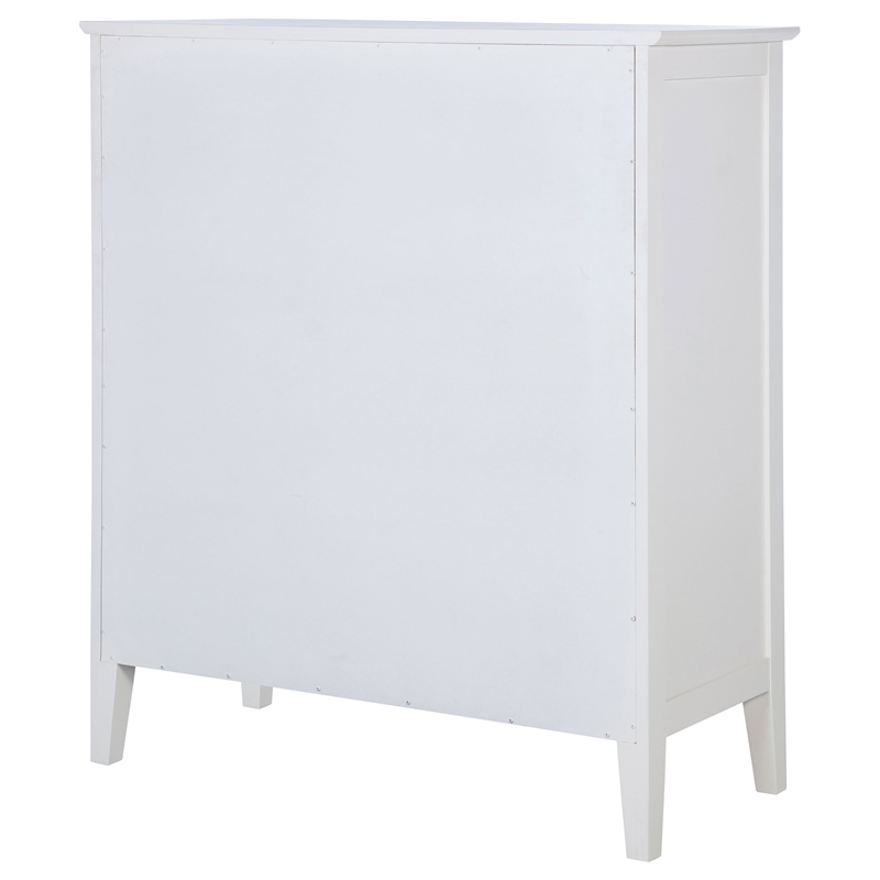 Pemberly Row 8-Drawer Wood and Rattan Chest of Drawers in White