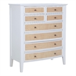 Pemberly Row 8-Drawer Wood and Rattan Chest of Drawers in White