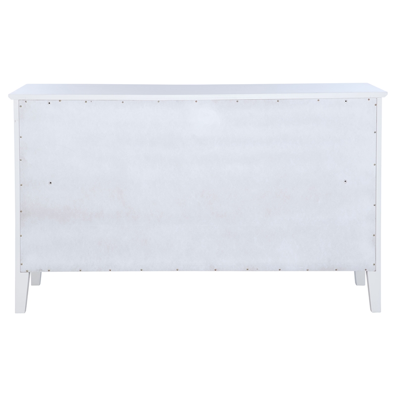 Pemberly Row 10-Drawer Wood and Rattan Dresser Cabinet in White