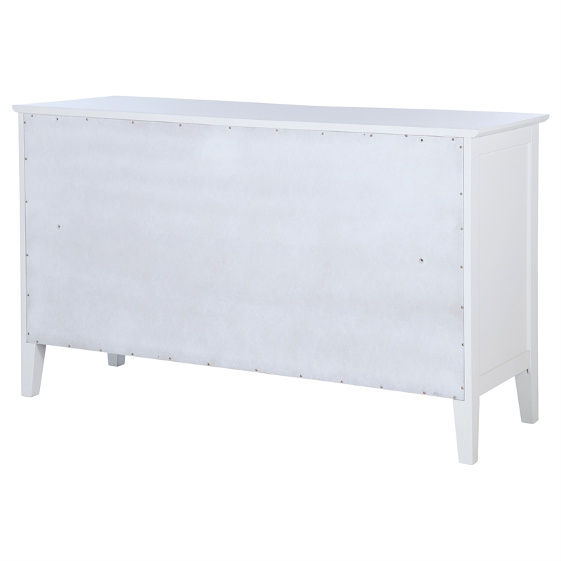 Pemberly Row 10-Drawer Wood and Rattan Dresser Cabinet in White