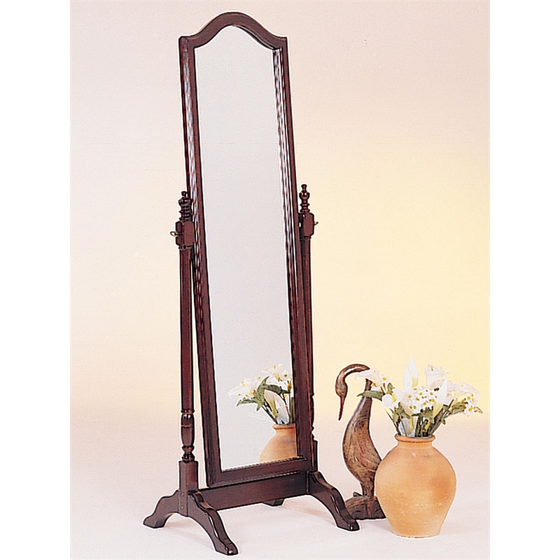 Pemberly Row Wood Adjustable Full Length Cheval Mirror in Merlot