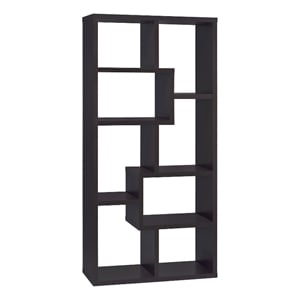 Pemberly Row 71-inch 6-shelf Geometric Wood Bookshelf in Cappuccino