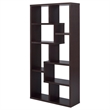 Pemberly Row 71-inch 6-shelf Geometric Wood Bookshelf in Cappuccino